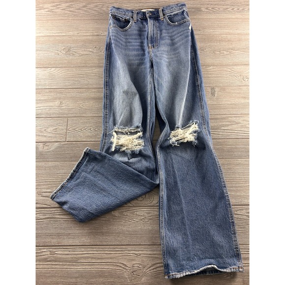 Abercrombie & Fitch Denim - Abercrombie & Fitch The 90s Relaxed Jean Ultra High Rise Distressed Blue 28/6R